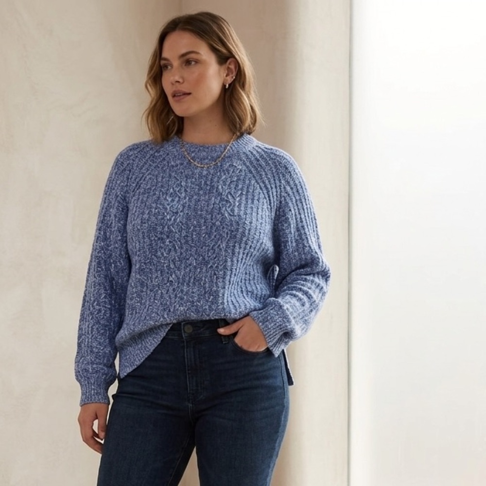 Madewell Marled Light Blue Turtleneck Sweater
